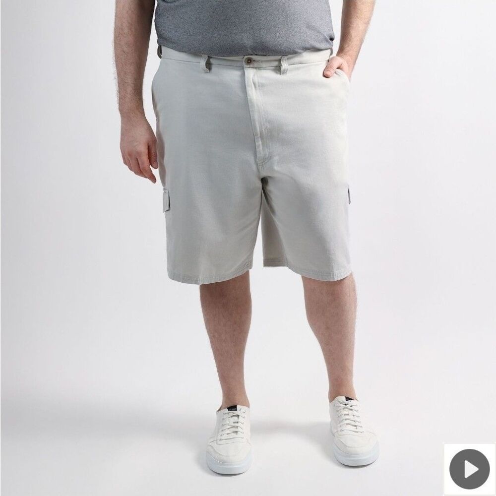 NEW Haggar Big & Tall Cargo Shorts Size 54 Khaki Comfort Stretch Tech Pocket - Picture 7 of 8